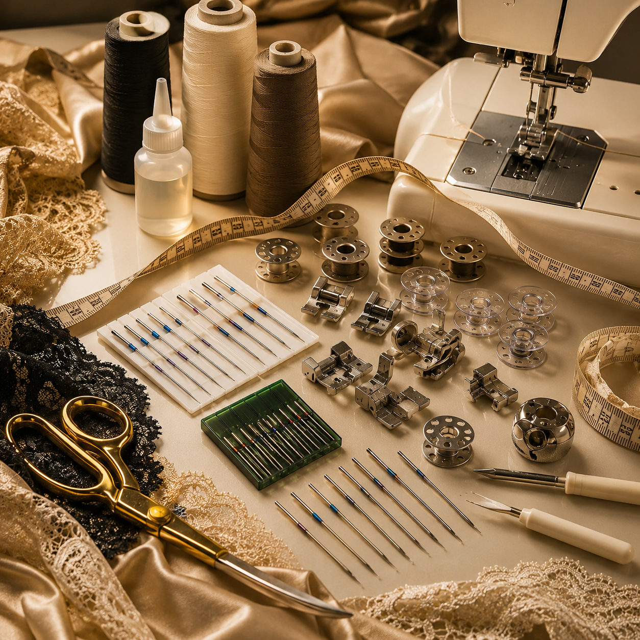 Illustration d’aiguilles de couture et épingles, accessoires essentiels pour travaux manuels.