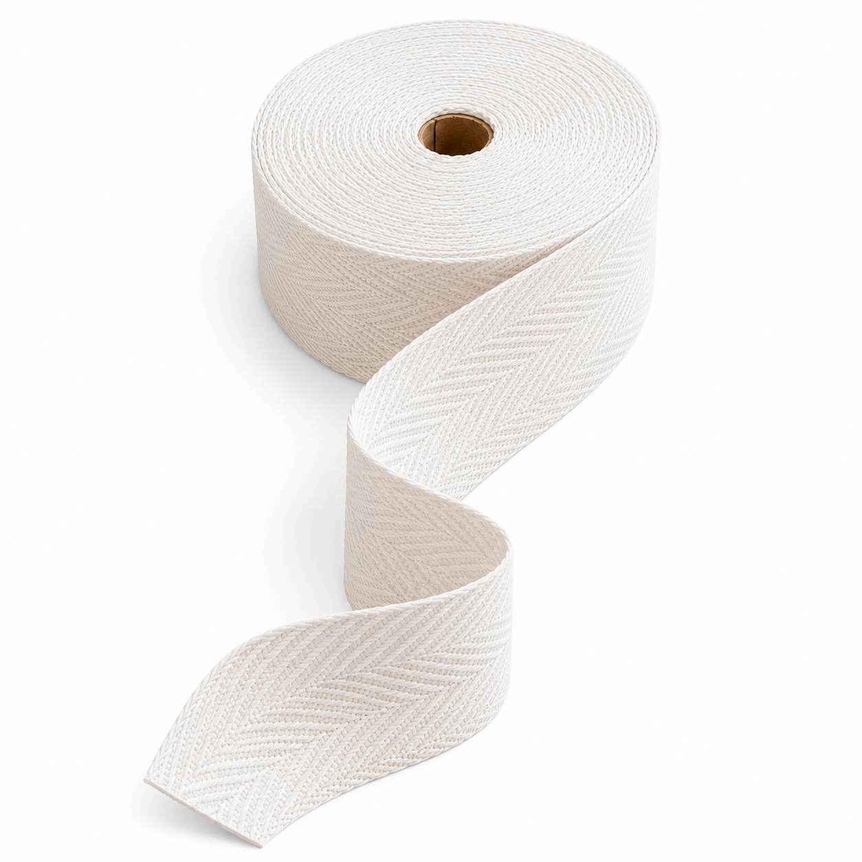 5 m 100% Cotton Herringbone Tape – White, Black or Ecru