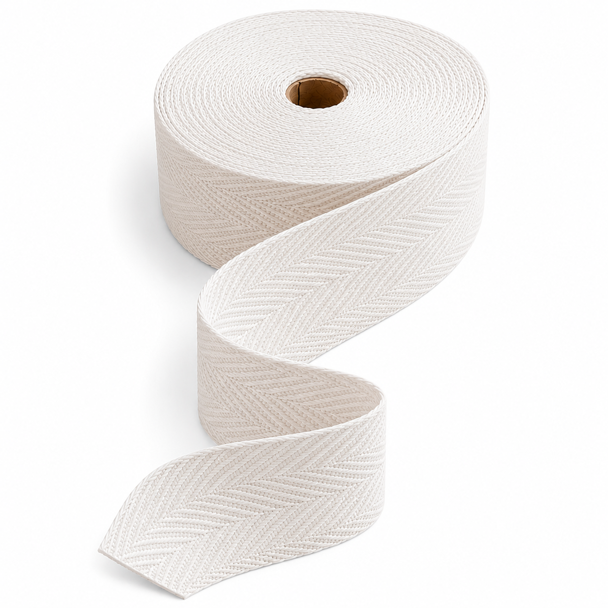 5 m 100% Cotton Herringbone Tape – White, Black or Ecru