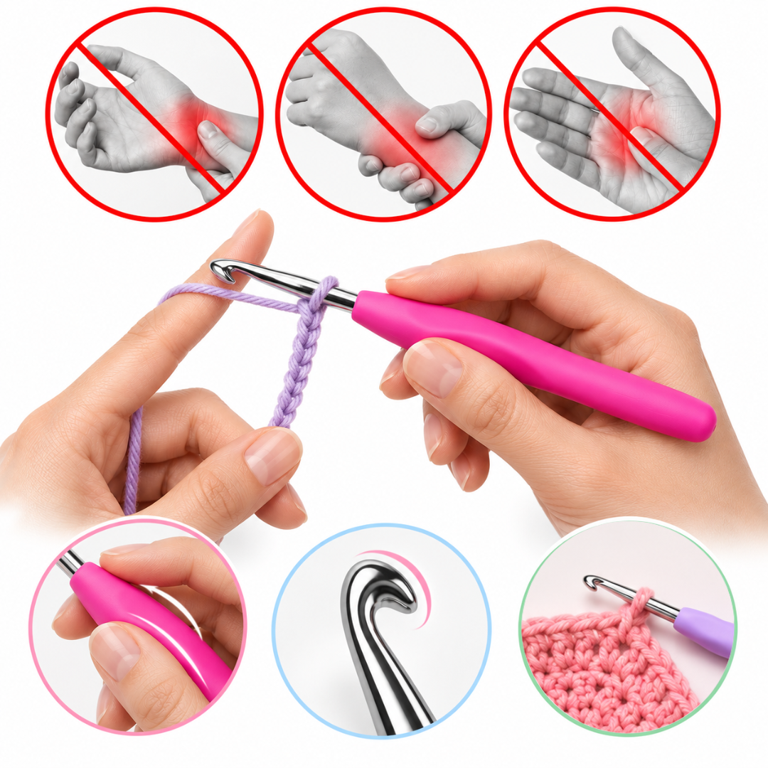 Ergonomic Crochet Hook Set – 14 Sizes – 2.0 to 10.0 mm