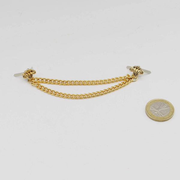 Set of 5 Gold chain pins with fold-over ends for poking through fabric for Jacket, Vest, Bag, Leather Goods-10CM - ACCESSOIRES LEDUC BV