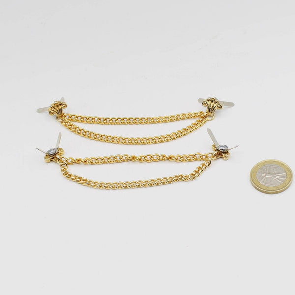 Set of 5 Gold chain pins with fold-over ends for poking through fabric for Jacket, Vest, Bag, Leather Goods-10CM - ACCESSOIRES LEDUC BV