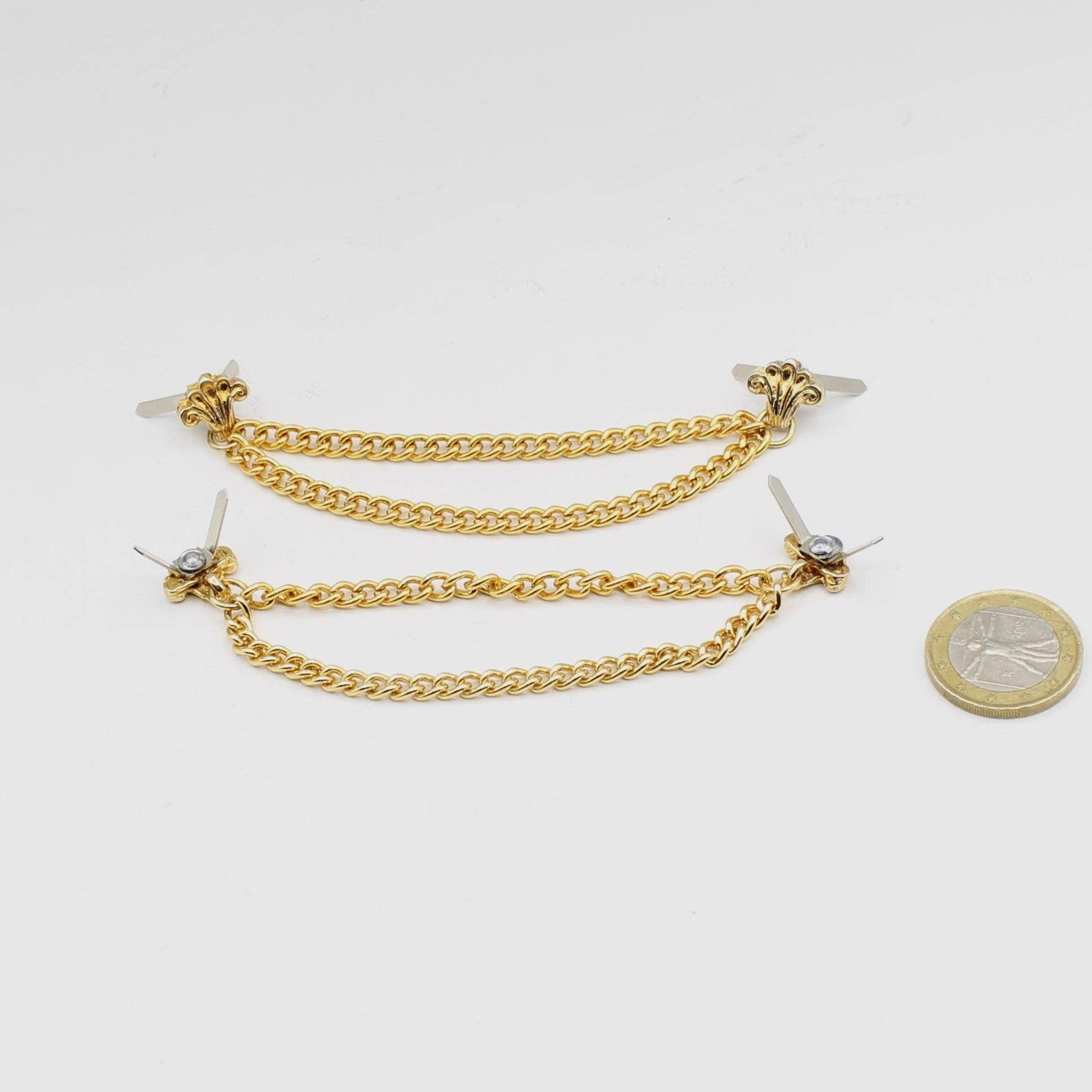 Set of 5 Gold chain pins with fold-over ends for poking through fabric for Jacket, Vest, Bag, Leather Goods-10CM - ACCESSOIRES LEDUC BV
