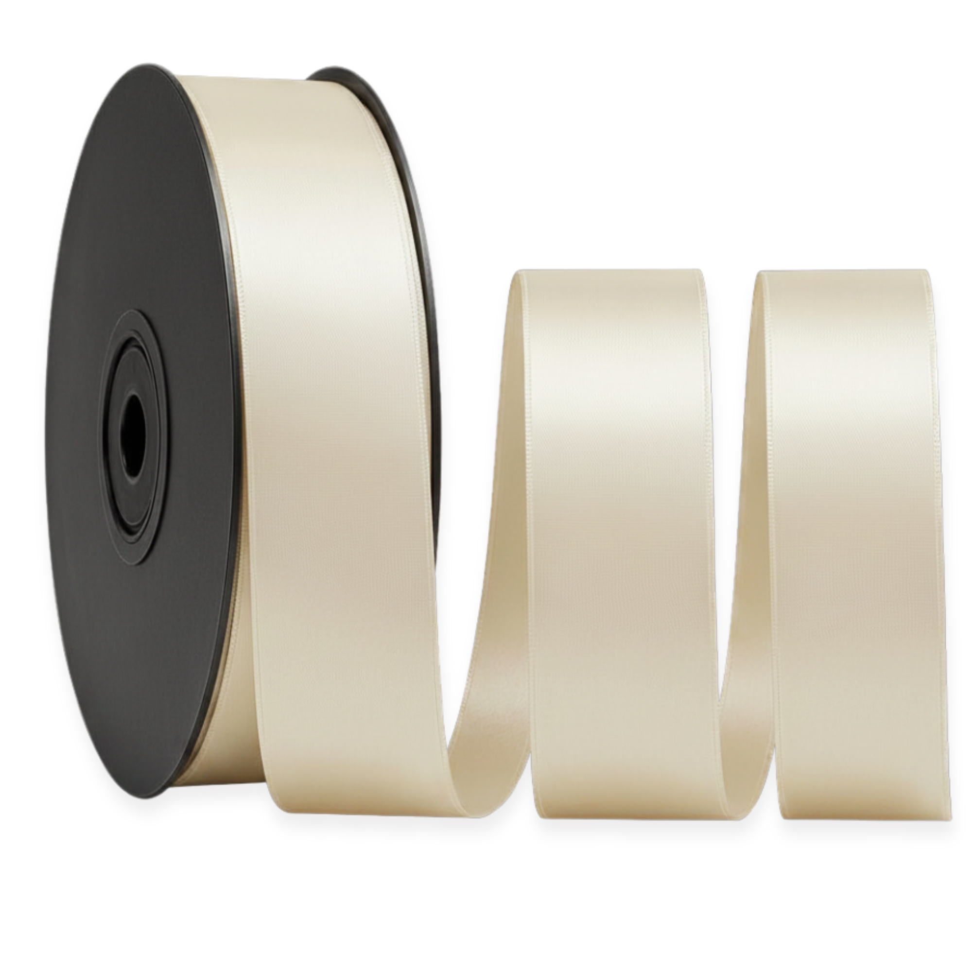Deluxe-Satinbandrolle, beidseitig verwendbar, 25 m – Breiten 3–63 mm – Oeko-Tex Standard 100