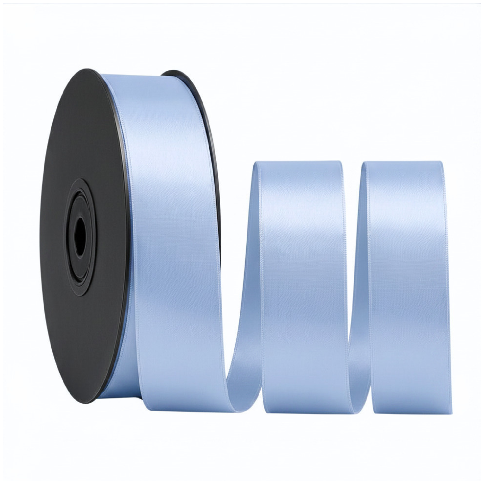 Deluxe-Satinbandrolle, beidseitig verwendbar, 25 m – Breiten 3–63 mm – Oeko-Tex Standard 100