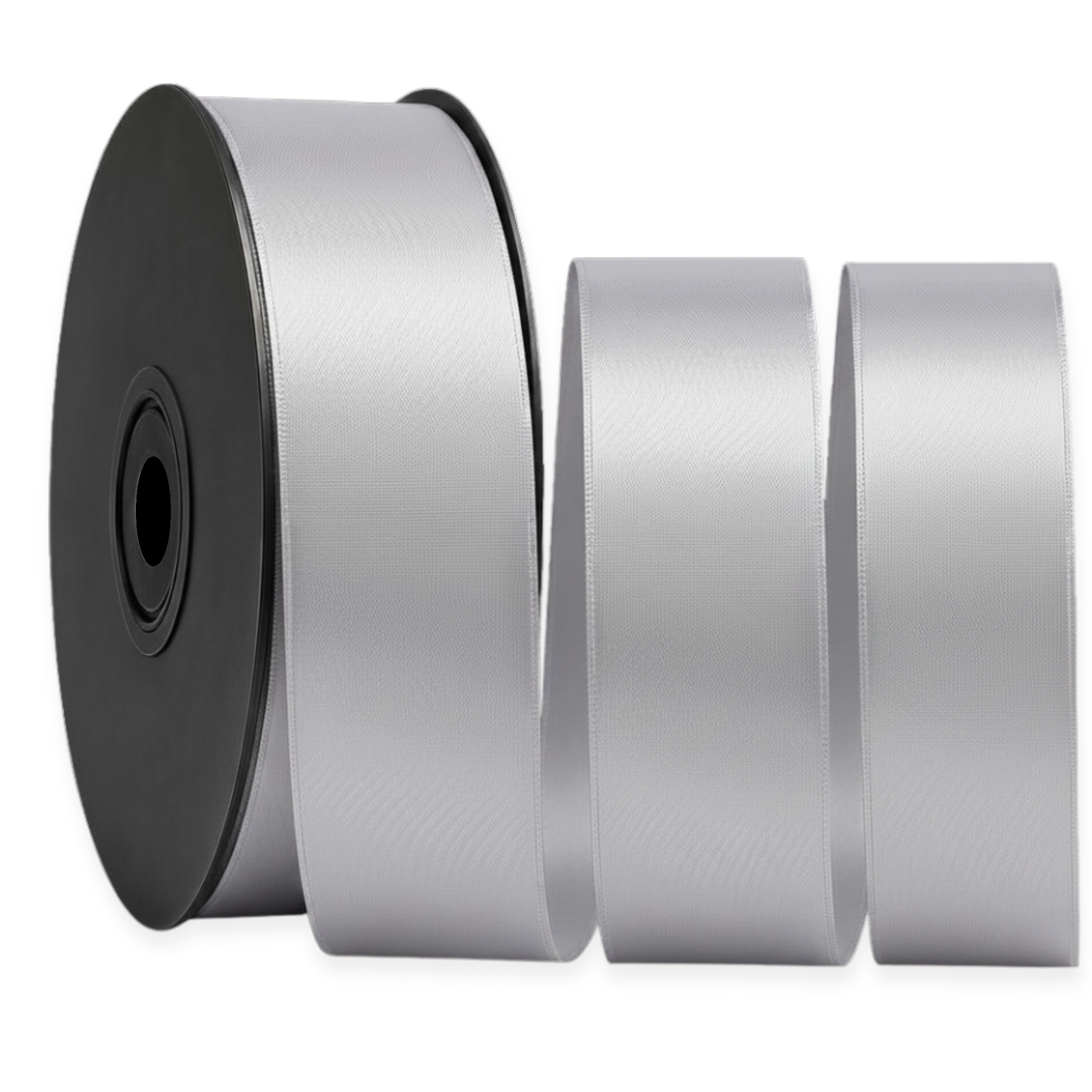 Deluxe-Satinbandrolle, beidseitig verwendbar, 25 m – Breiten 3–63 mm – Oeko-Tex Standard 100