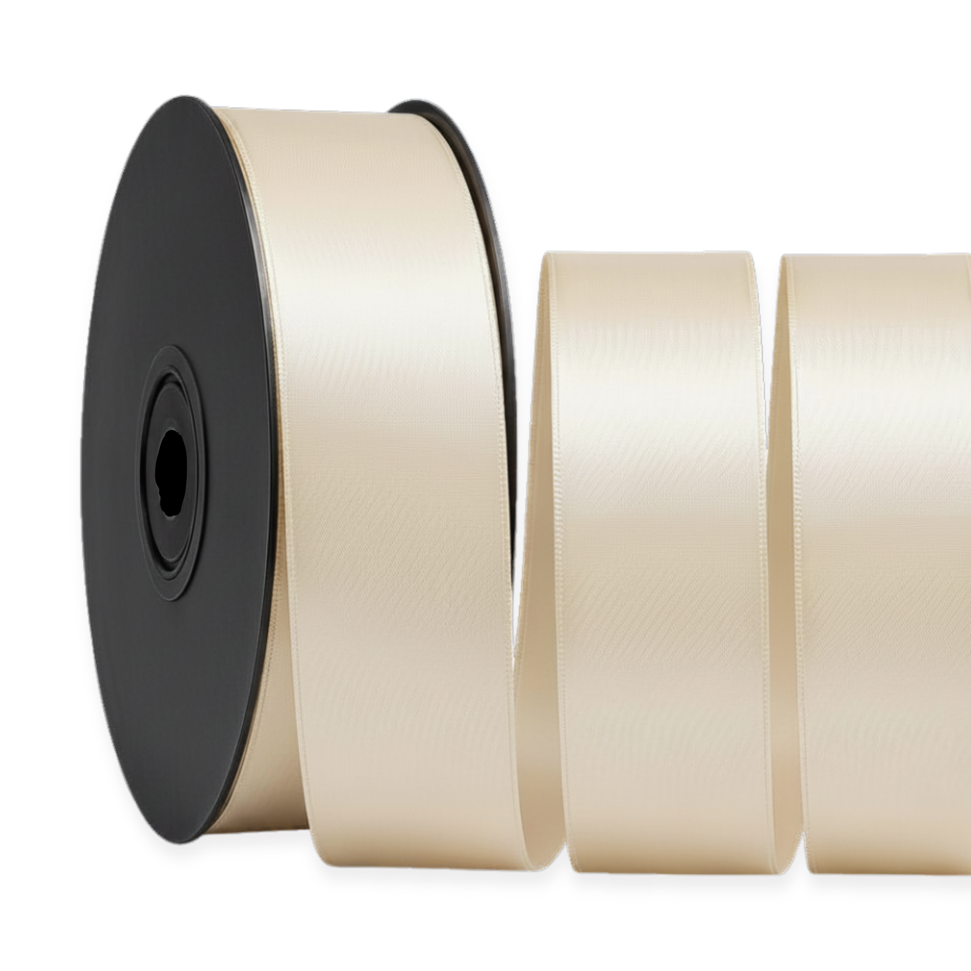 Deluxe-Satinbandrolle, beidseitig verwendbar, 25 m – Breiten 3–63 mm – Oeko-Tex Standard 100