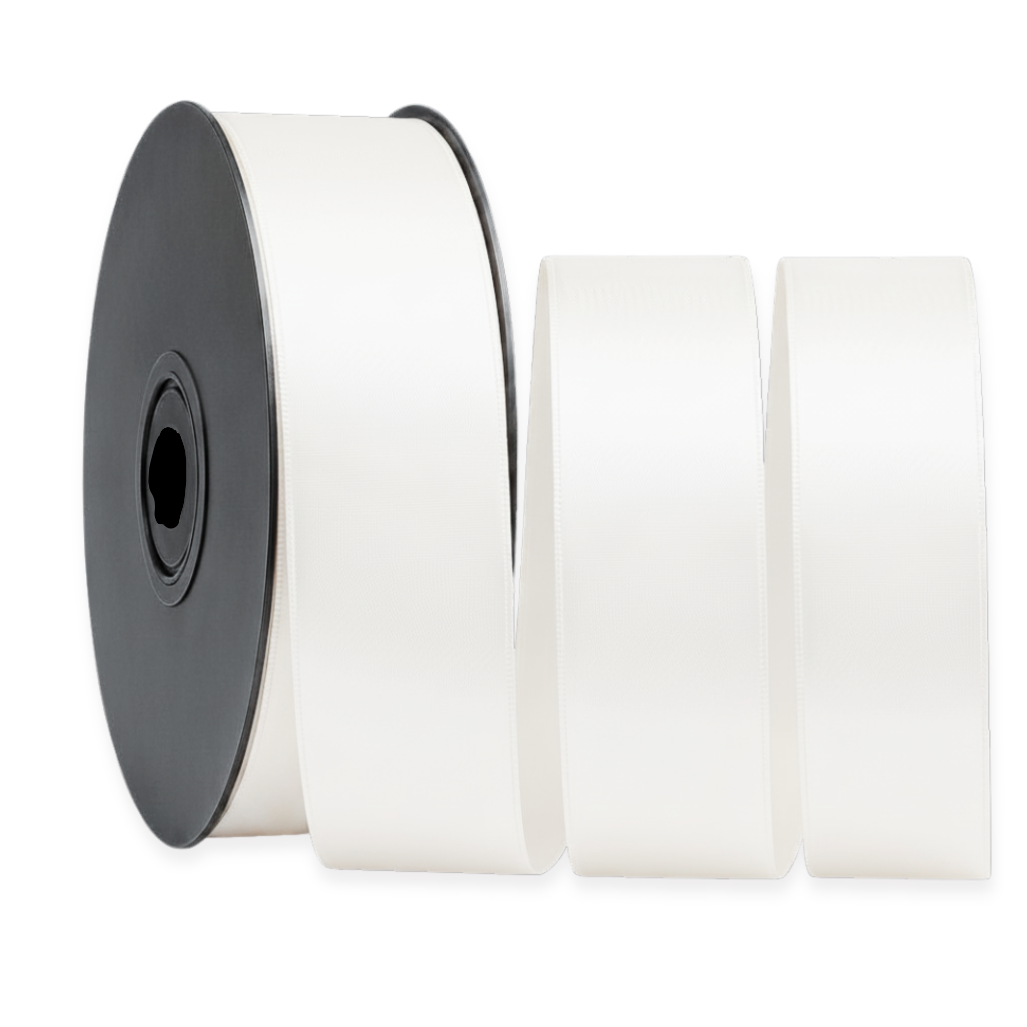 Deluxe-Satinbandrolle, beidseitig verwendbar, 25 m – Breiten 3–63 mm – Oeko-Tex Standard 100