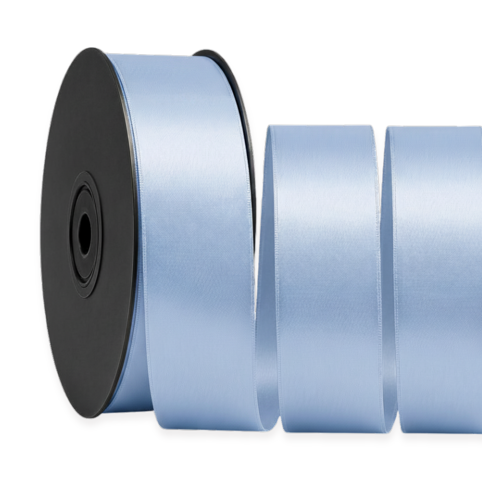 Deluxe-Satinbandrolle, beidseitig verwendbar, 25 m – Breiten 3–63 mm – Oeko-Tex Standard 100