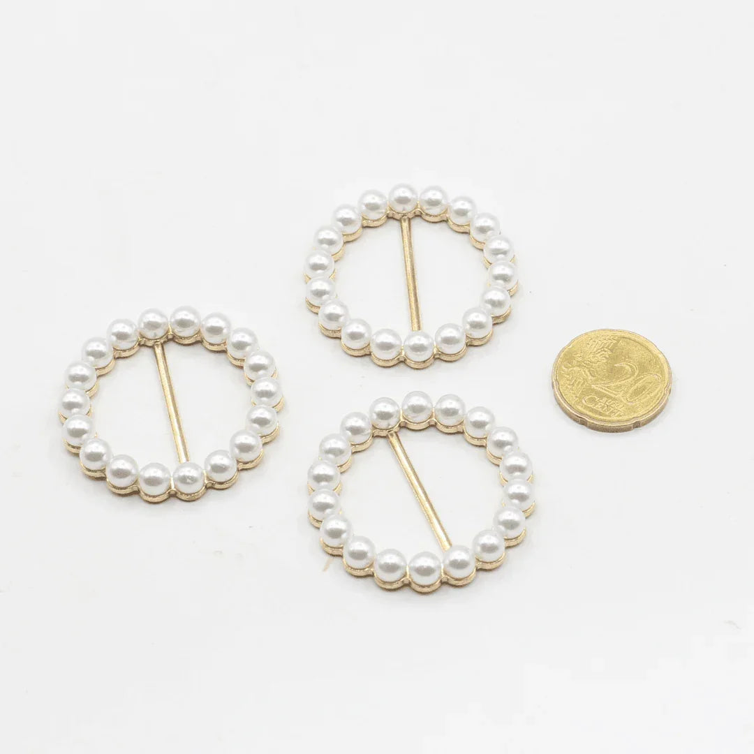 40mm Buckle with Pearls (outside diameter 56mm) #BST2626 - ACCESSOIRES LEDUC BV