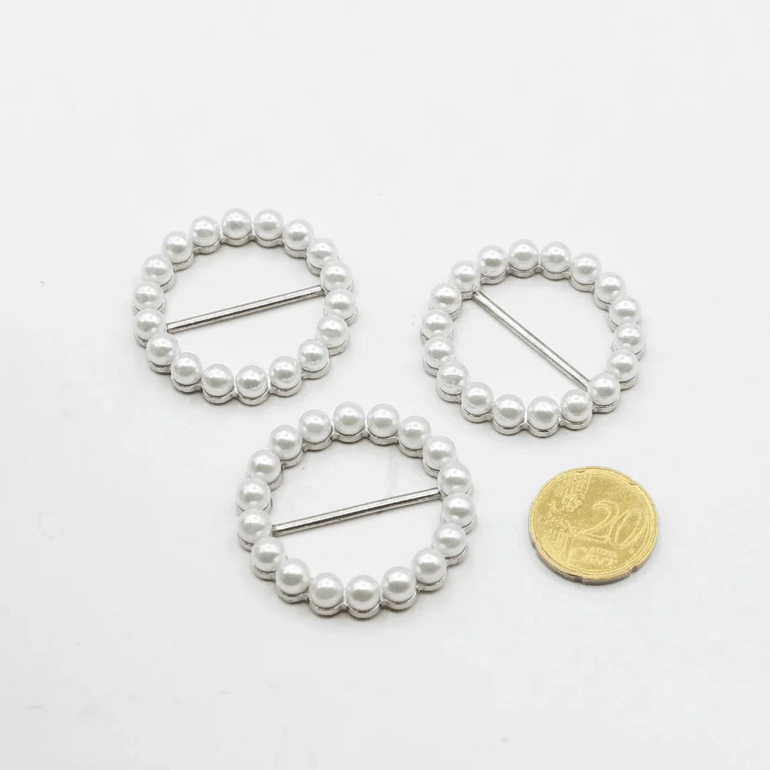 40mm Buckle with Pearls (outside diameter 56mm) #BST2626 - ACCESSOIRES LEDUC BV