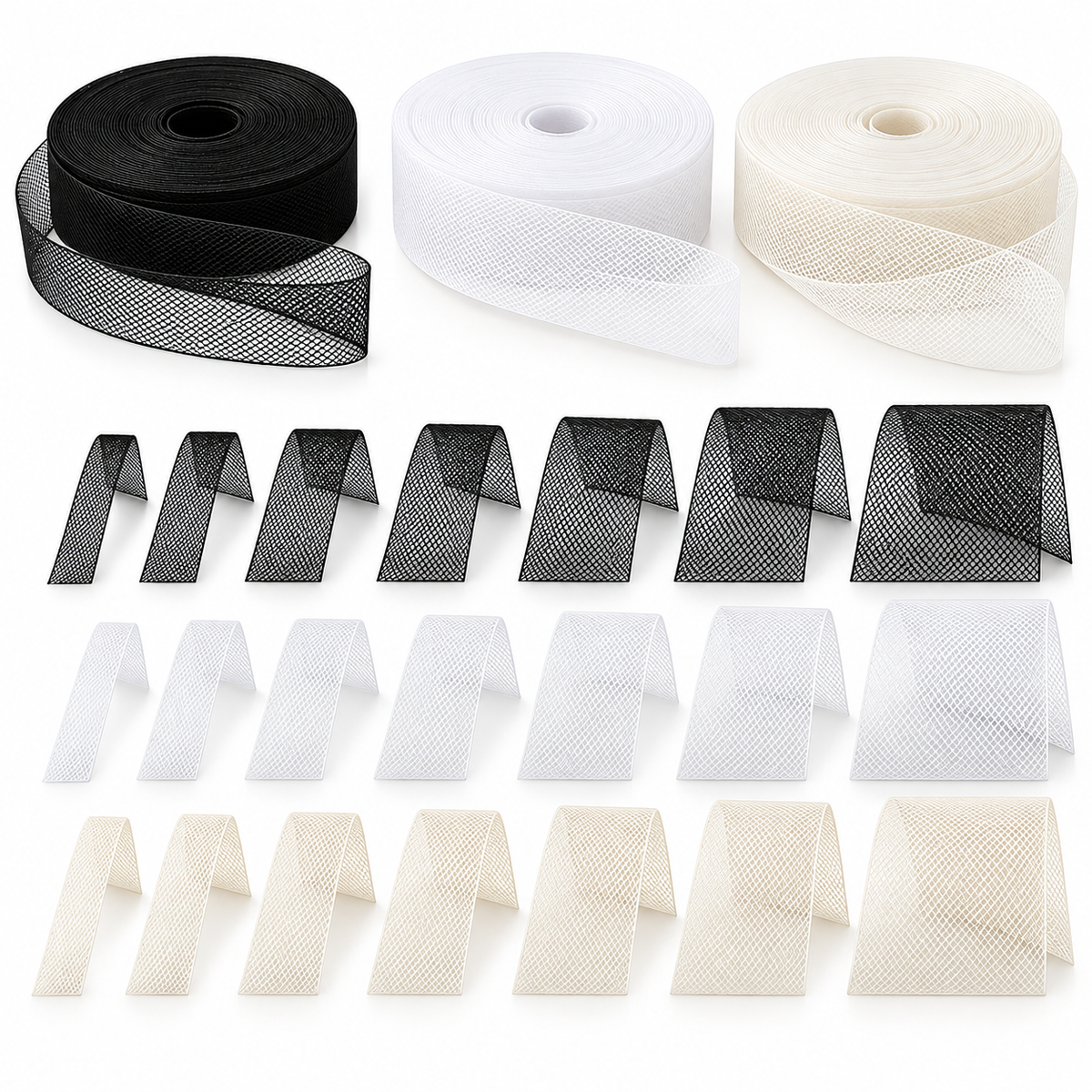 10 meter Horsehair Braid Tape for Dressmaking, Black White or Offwhite; Hem Support and Structured Garments 20 - 100 mm