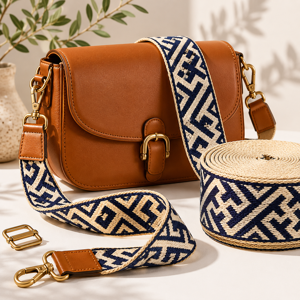 Geometric Woven Webbing 38 mm – Premium Jacquard Strap for Bags, Belts, Guitar Straps & Upholstery (RUB3586)