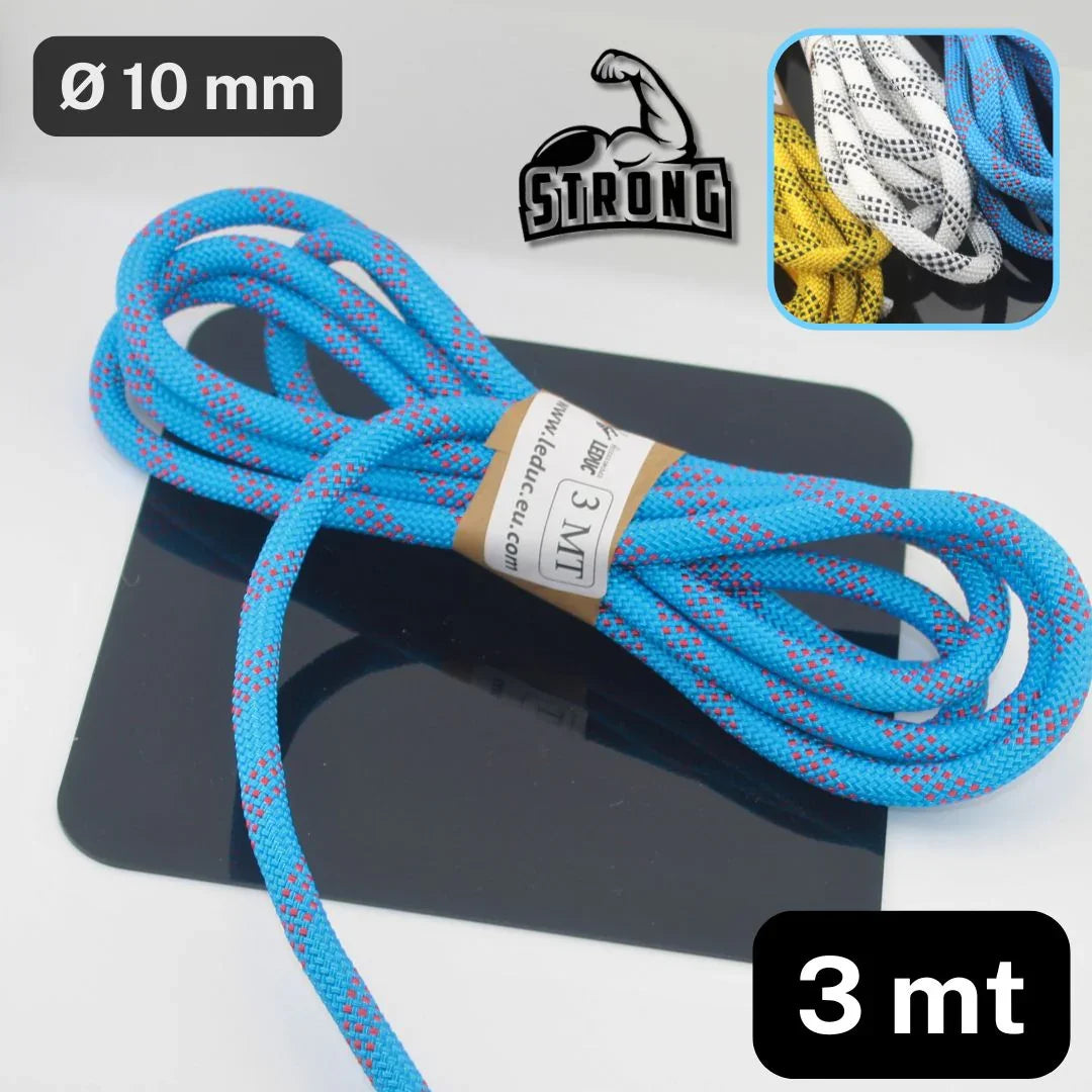 3 meters 10mm Diameter Super Strong Cord / Rope, available in White, Yellow or Blue. - ACCESSOIRES LEDUC BV