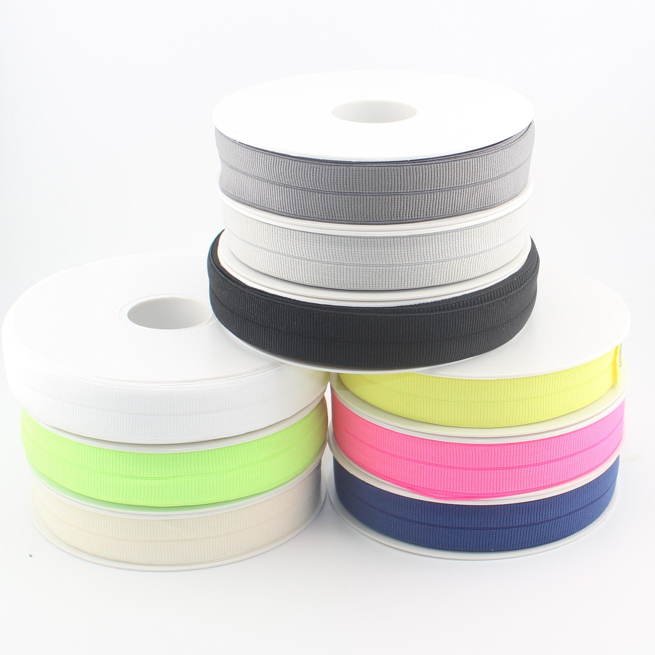 Elastisches Schrägband aus Ripsband, 20 mm × 10 m | Vorgefalztes Stretch-Einfassband (ELA3617)