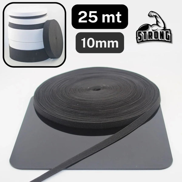 25 meters Super Strong Elastic - High Tension - Black or White available in sizes 10mm 15mm 20mm 25mm 30mm 40mm or 60mm #ELCOT - ACCESSOIRES LEDUC BV