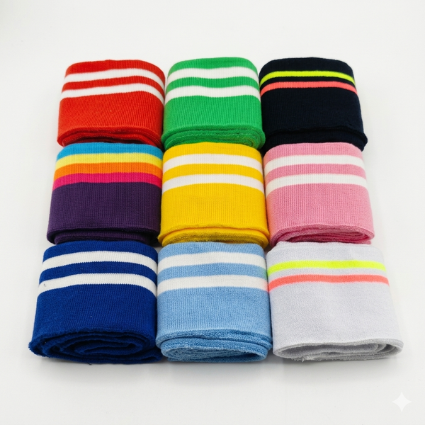 Knitted Striped Ribbing Cuffs - without Lurex - for Jackets Sweaters & Sewing