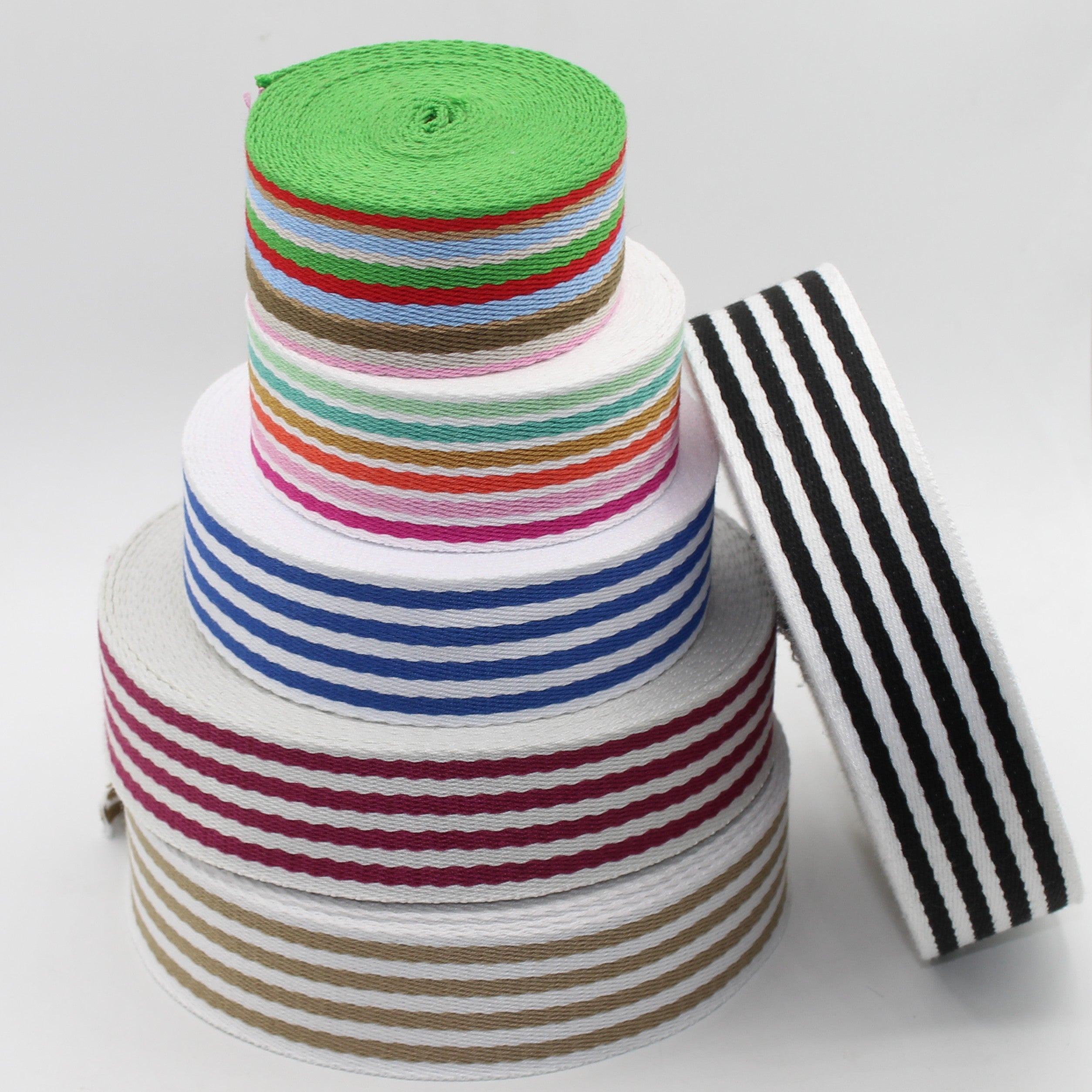 Sangle tissée multicolore à rayures 40 mm – 5 m | Ruban sangle coloré haute résistance (#RUB1912)
