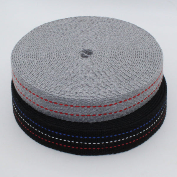 Webbing with Colour Stitch 30mm 5m for Bag Straps & Belts