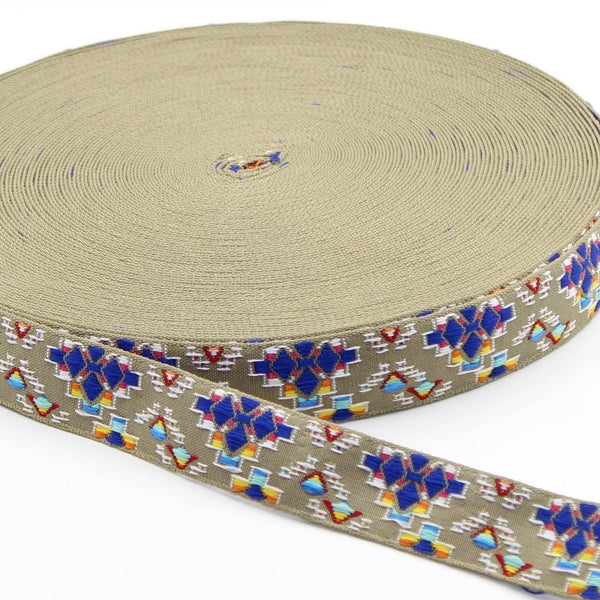 6 meters Ethnic Jacquard Braid 25mm available in 3 different Color Variants - ACCESSOIRES LEDUC BV