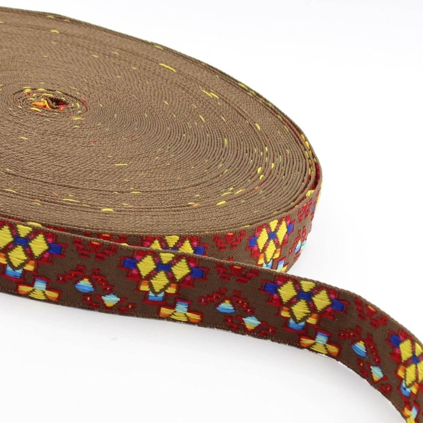 6 meters Ethnic Jacquard Braid 25mm available in 3 different Color Variants - ACCESSOIRES LEDUC BV