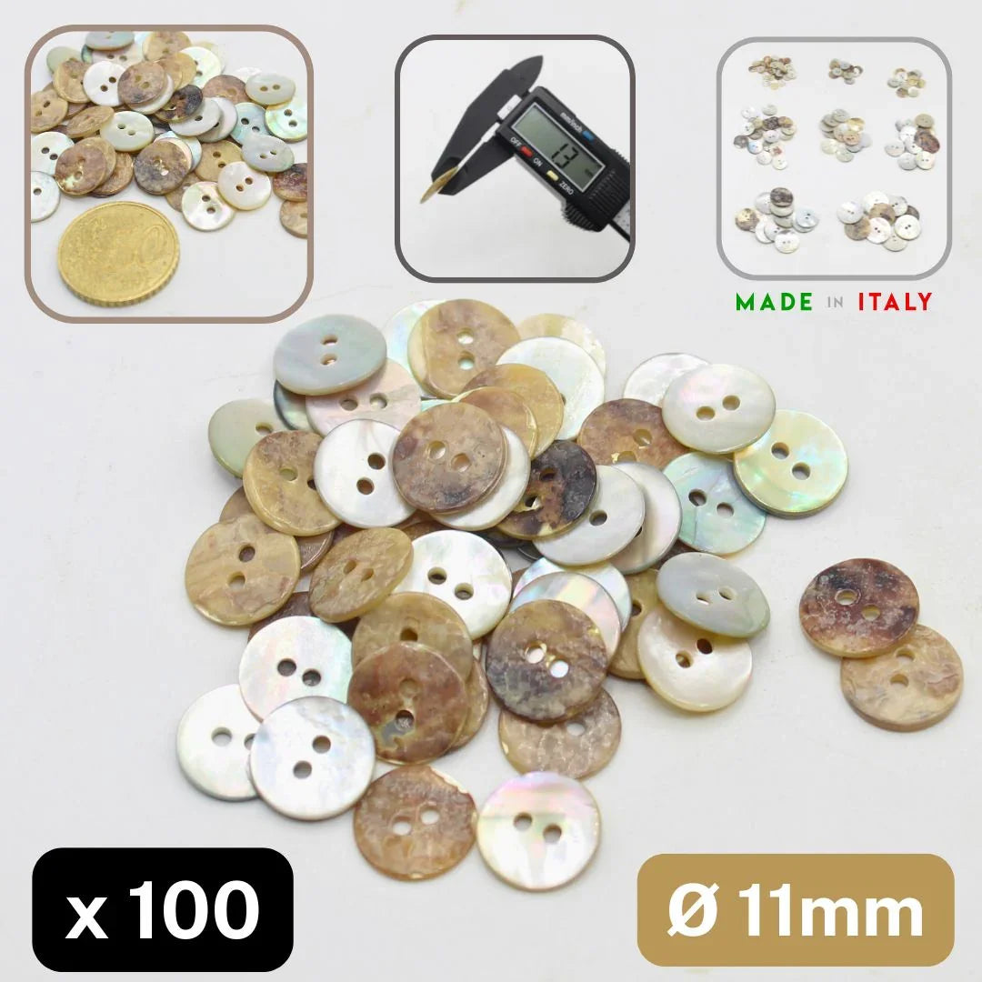Boutons nacre 11mm, lot de 100, accessoires couture MADE IN ITALY ACCESSOIRES LEDUC BV