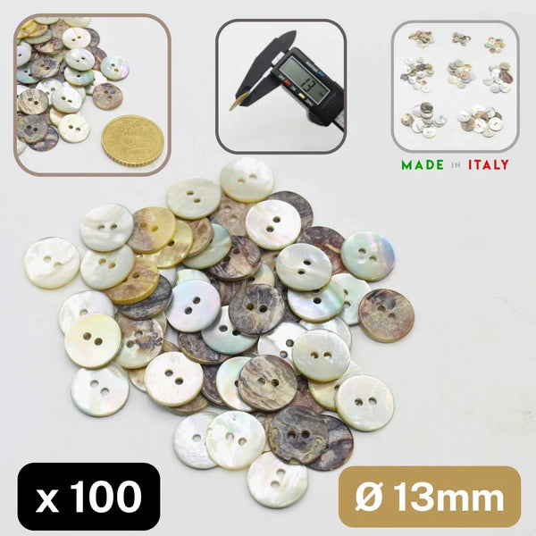 Lot de 100 boutons nacre 13mm, accessoires couture ACCESSOIRES LEDUC, fabriqués en Italie