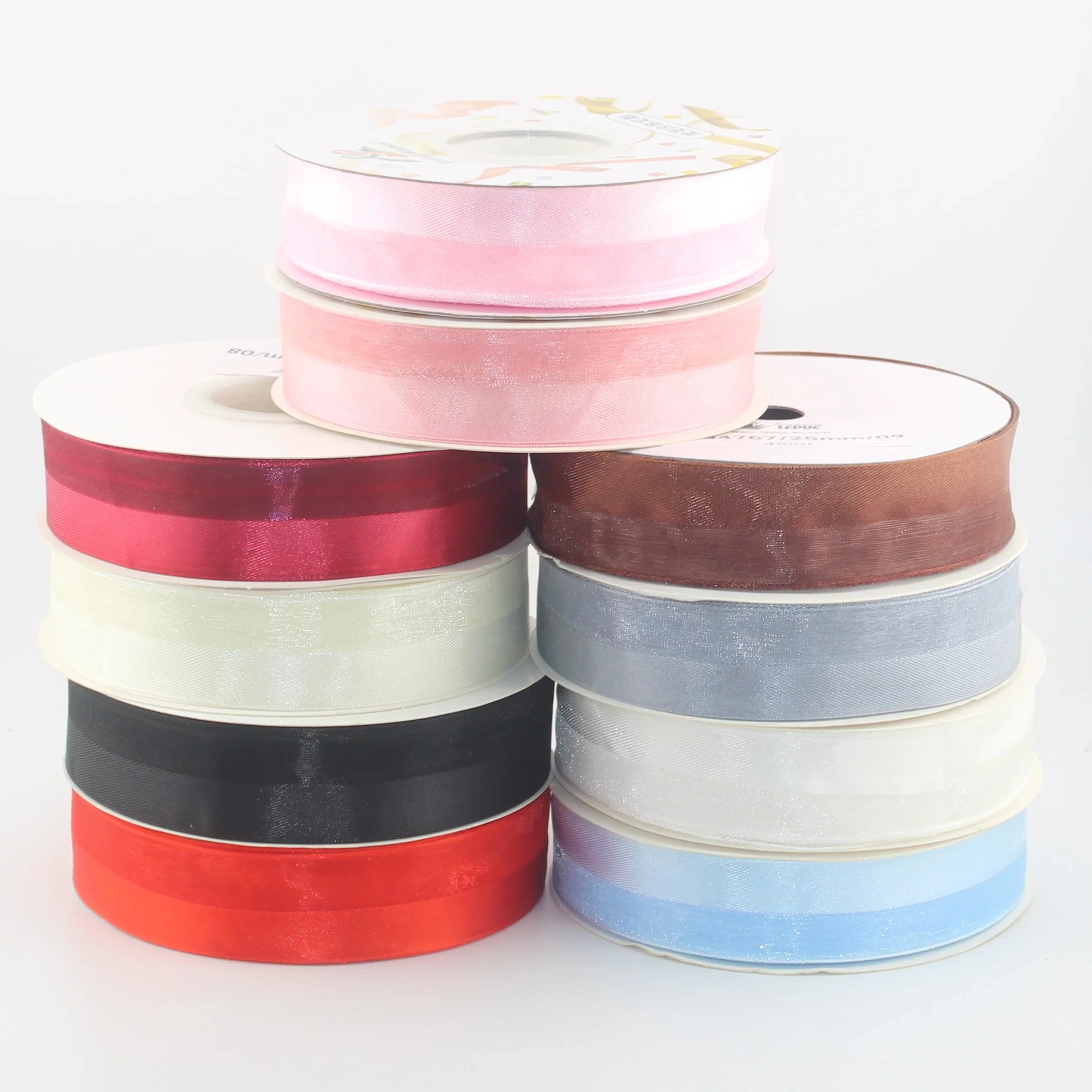 40 meters 25mm Half Satin and Half Organza Ribbon #ORG4767 - ACCESSOIRES LEDUC BV