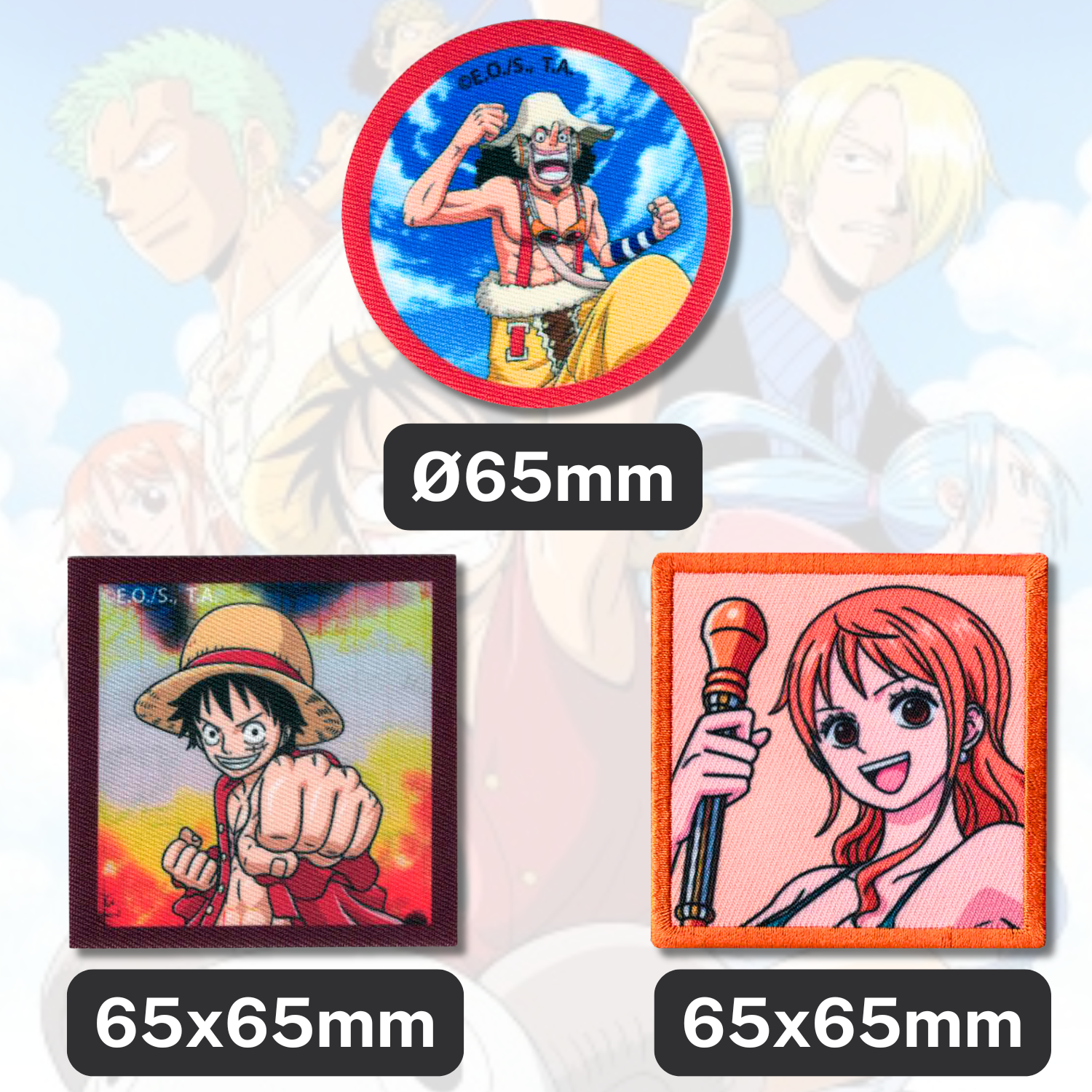 Set aus 3 Kinder- und Anime-Aufbügel-Patches für Kleidung und Taschen