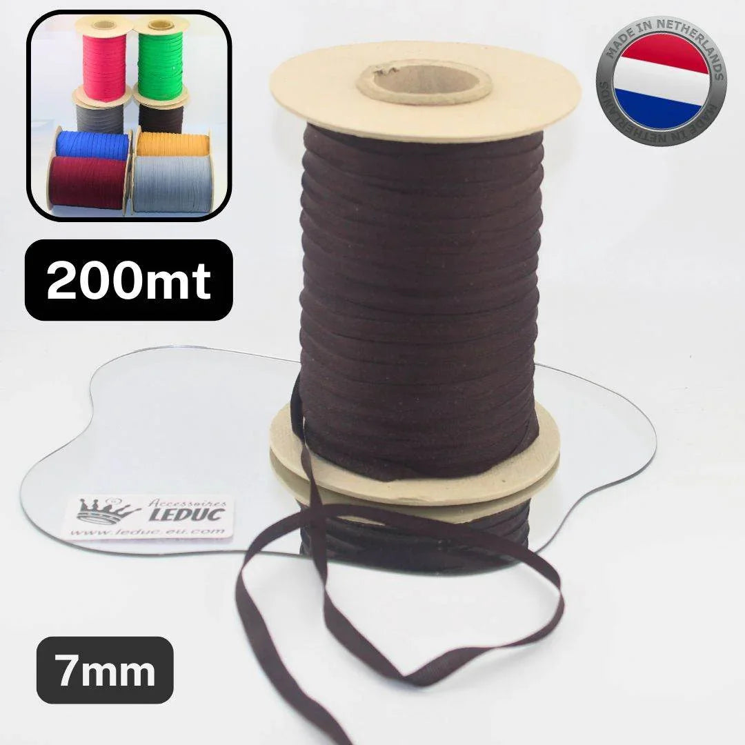 200 meters Polycotton Tape - Resistant, for Multiple Use - 7mm - Made in the Netherlands - ACCESSOIRES LEDUC BV