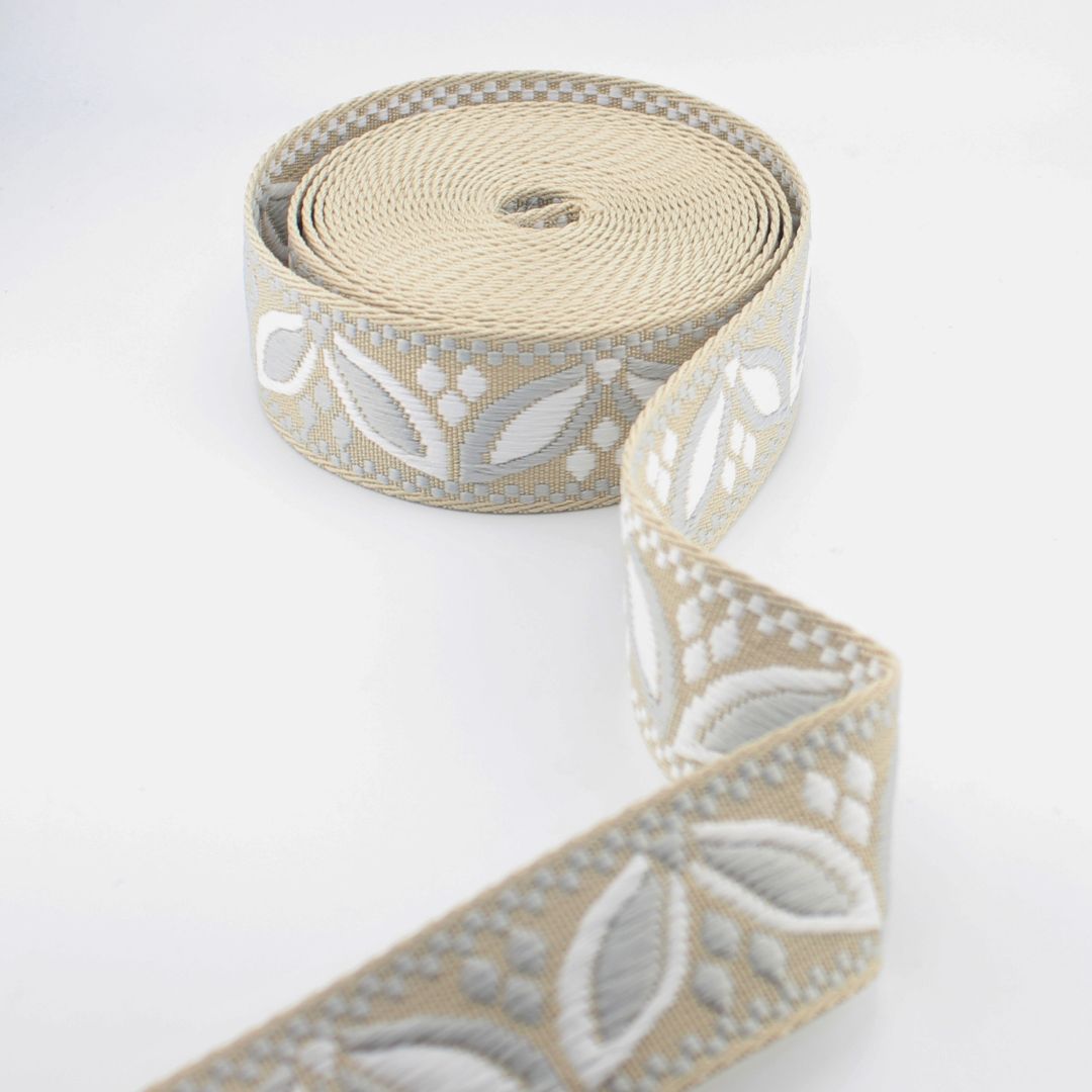 Floral Jacquard Webbing 38 mm | Decorative Woven Strap for Bags, Guitar Straps, Belts & Upholstery (RUB3585)