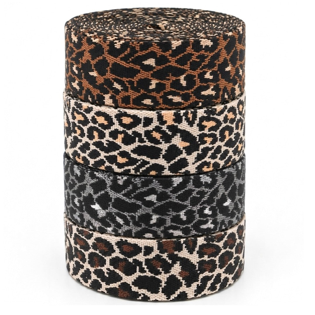 5m Leopard Print Webbing 40mm for Bag Straps & Sewing