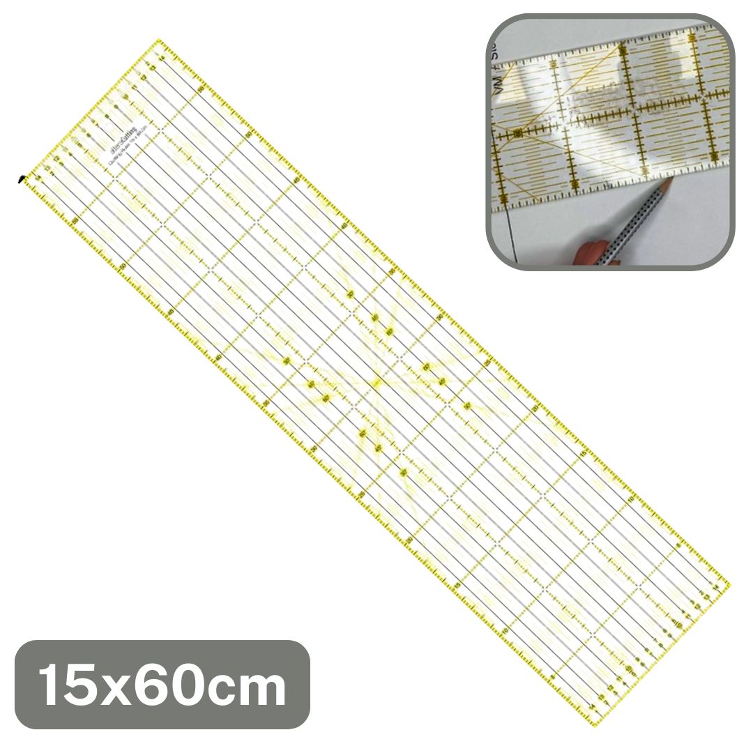 Règle de couture patchwork transparente 15x60 cm pour la couture et le quilting.