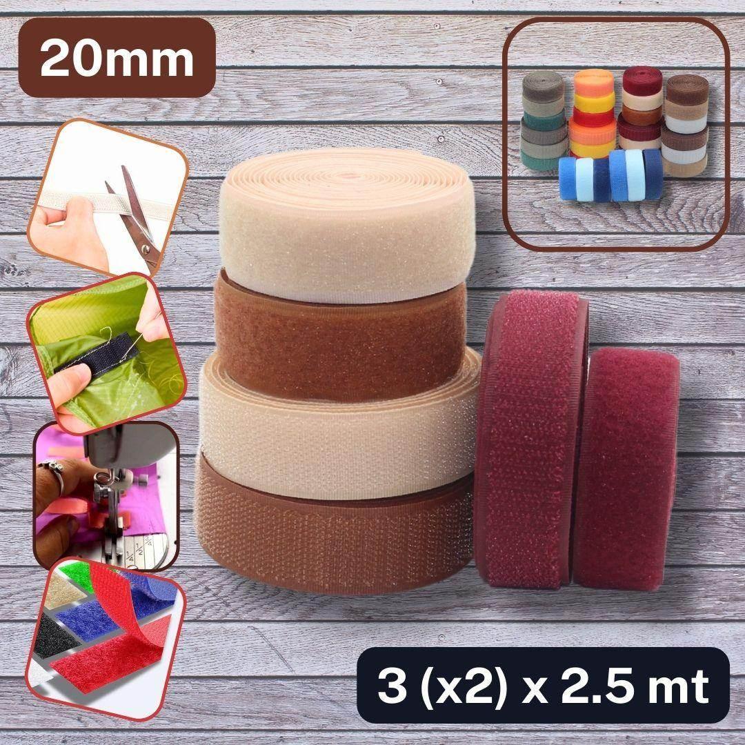 3 (x2) x 2.50 meters Colored Hook on Loop Tape (Velcro) - 20mm or 25mm Mix of 3 colours #HNL501 - ACCESSOIRES LEDUC BV