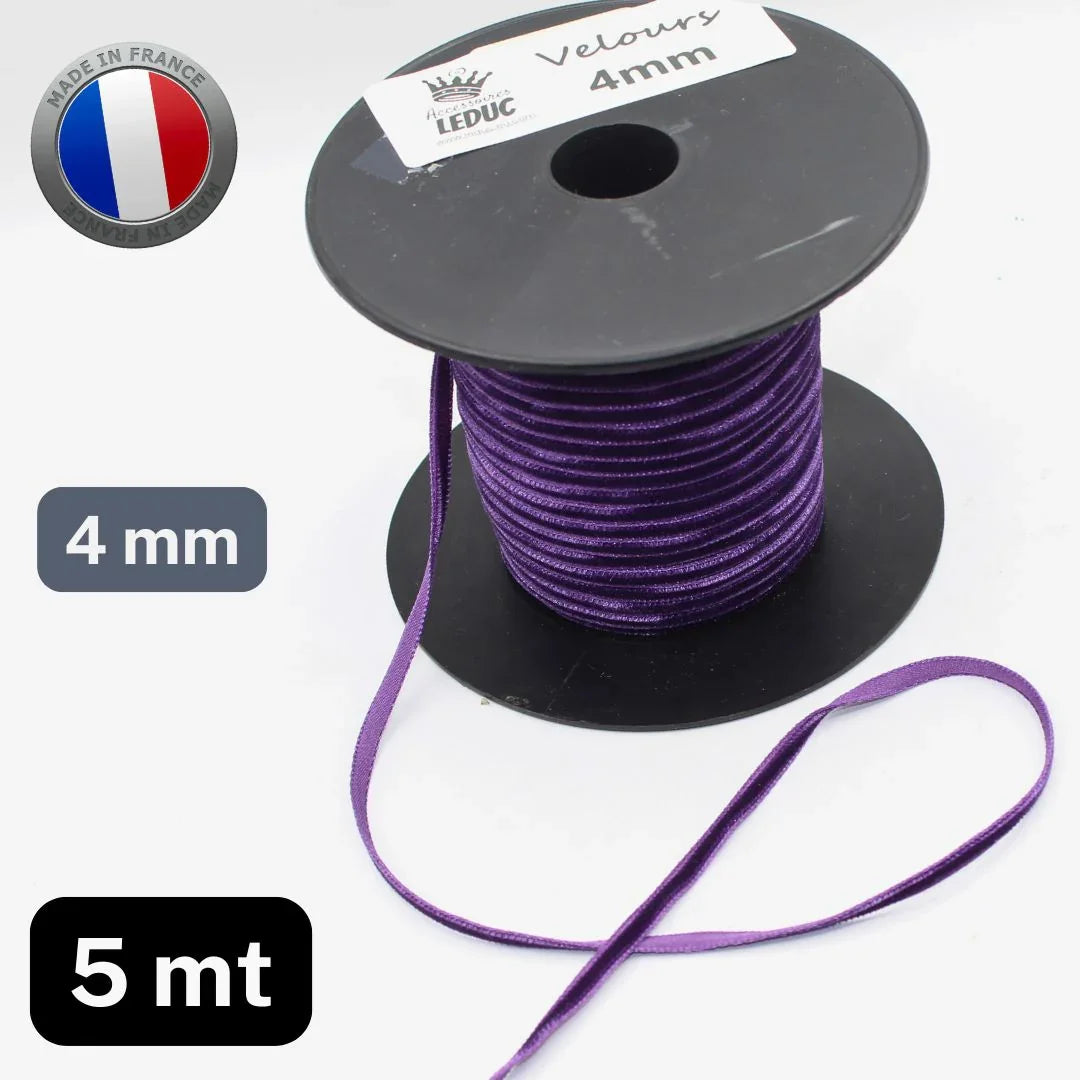 5 Meters Velvet Ribbon, available in different sizes & colours - ACCESSOIRES LEDUC BV