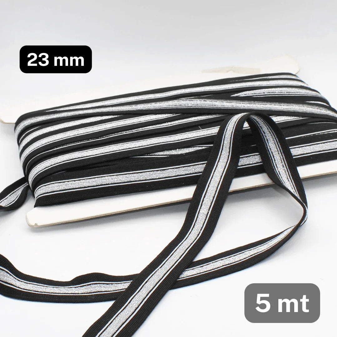 5 Meters Mesh Band in White Silver and Black, High quality Band for Clothing Accessories-23MM - ACCESSOIRES LEDUC BV