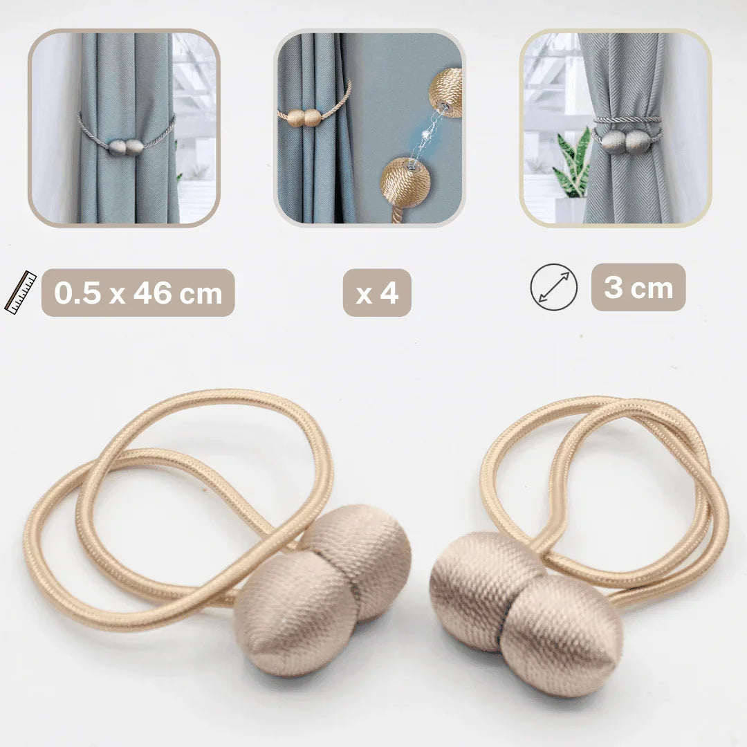 2 pairs (4 pieces - suitable for 2 windows) Magnetic Tie-Backs for Curtains #EMB02 - ACCESSOIRES LEDUC BV
