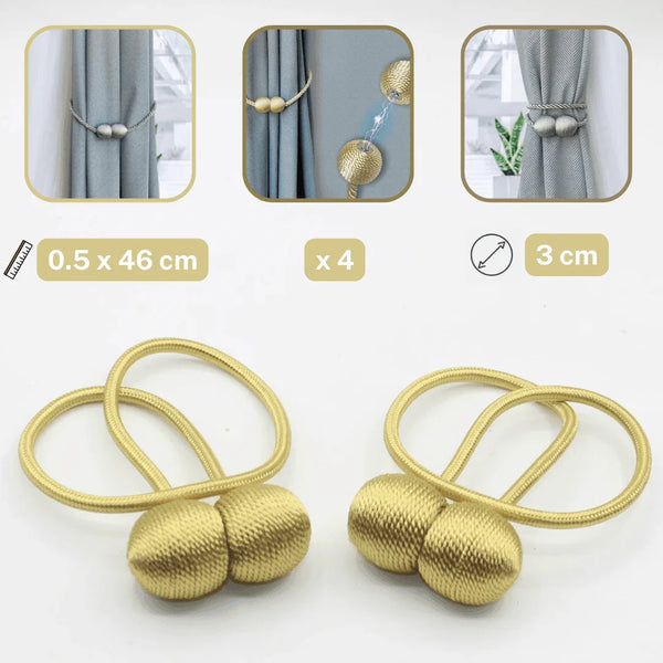 2 pairs (4 pieces - suitable for 2 windows) Magnetic Tie-Backs for Curtains #EMB02 - ACCESSOIRES LEDUC BV