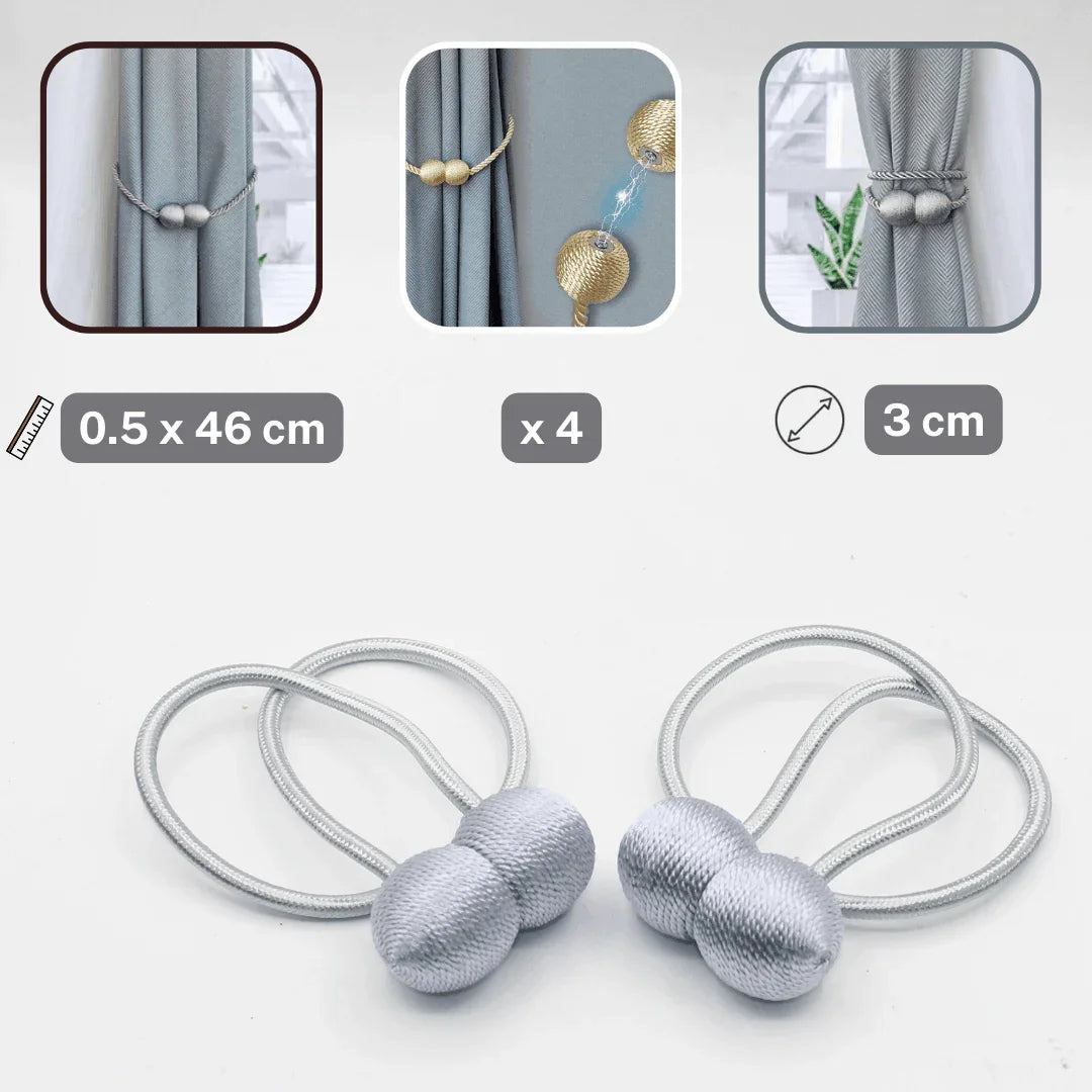 2 pairs (4 pieces - suitable for 2 windows) Magnetic Tie-Backs for Curtains #EMB02 - ACCESSOIRES LEDUC BV