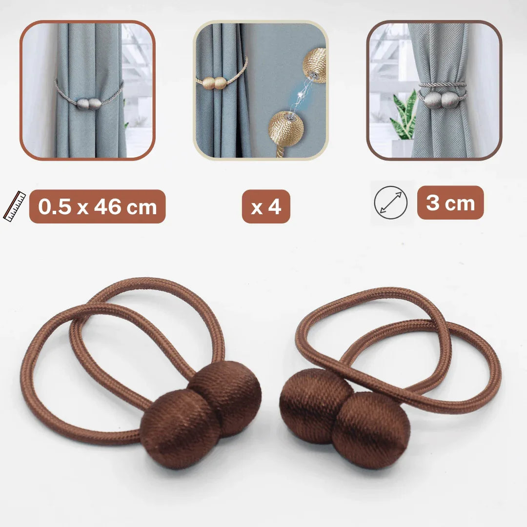 2 pairs (4 pieces - suitable for 2 windows) Magnetic Tie-Backs for Curtains #EMB02 - ACCESSOIRES LEDUC BV