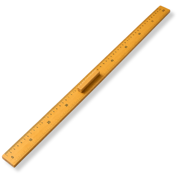 1 m flat wooden ruler (with centimeters on one side, inches on the other one)