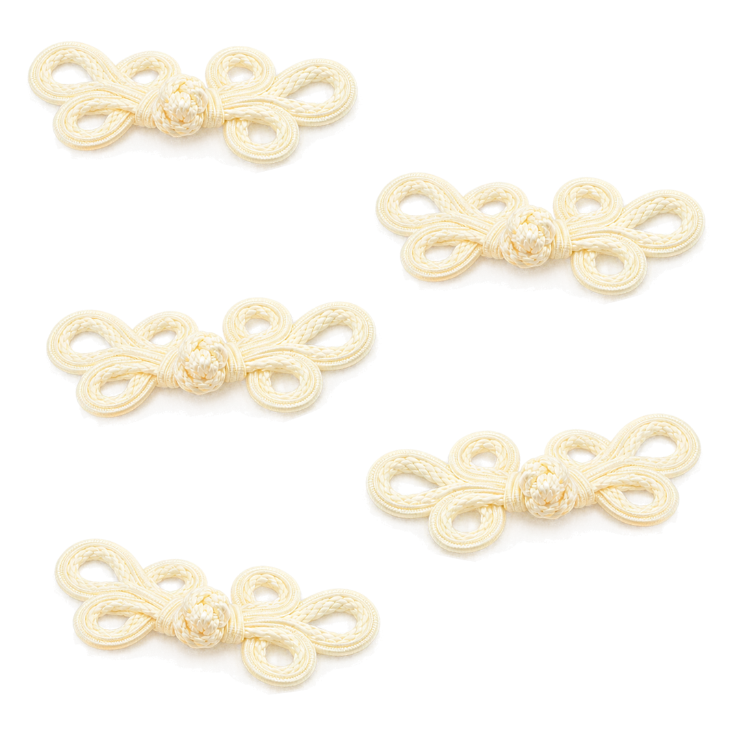 Chinese Frog Closures in Raffia – 6 × 14 cm – Set of 5