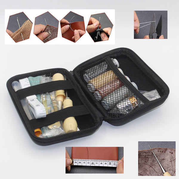 Leather / Heavy Fabric Craft Kit - 33 pieces #HAB1x011 - ACCESSOIRES LEDUC BV