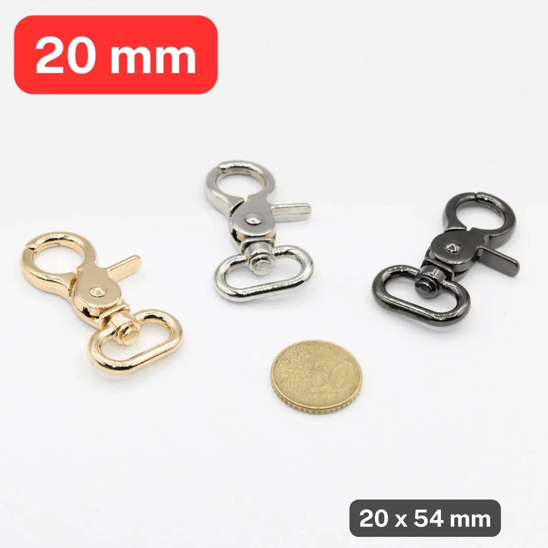 Set of 3 Deluxe Metal Lobster Buckles, Suitable for Size 20mm (size 20x54mm), available in Light Gold, Gunmetal or Silver - ACCESSOIRES LEDUC BV
