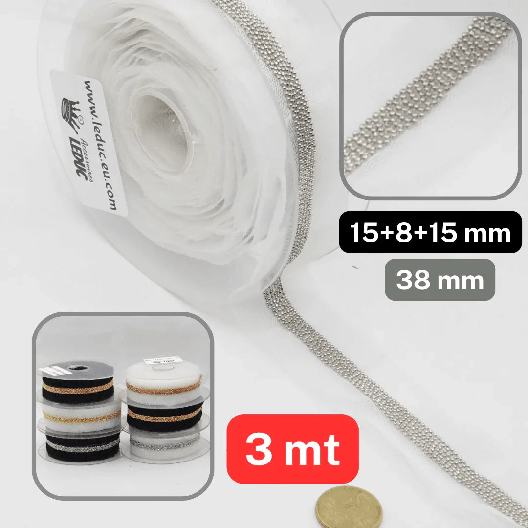 3 meters Trimming 40MM Mesh + Chains Trim #PAS941 - ACCESSOIRES LEDUC BV