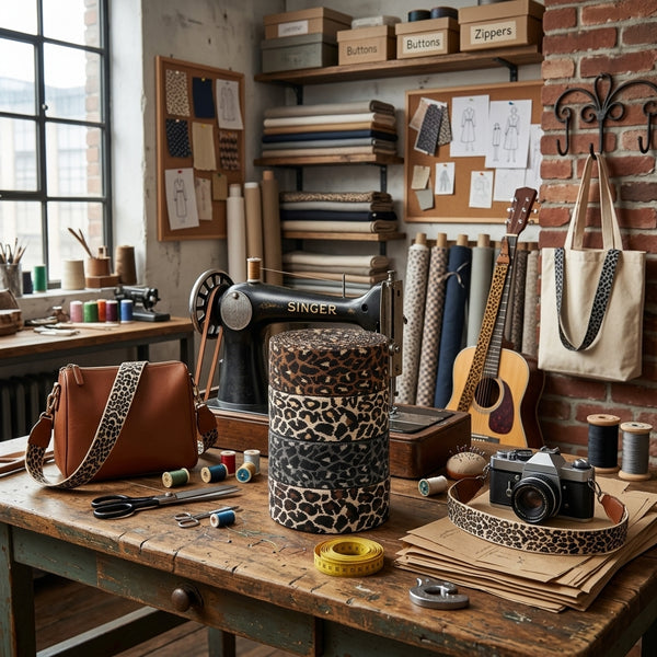 5 m de sangle à imprimé léopard, 40 mm, pour anses de sacs et couture