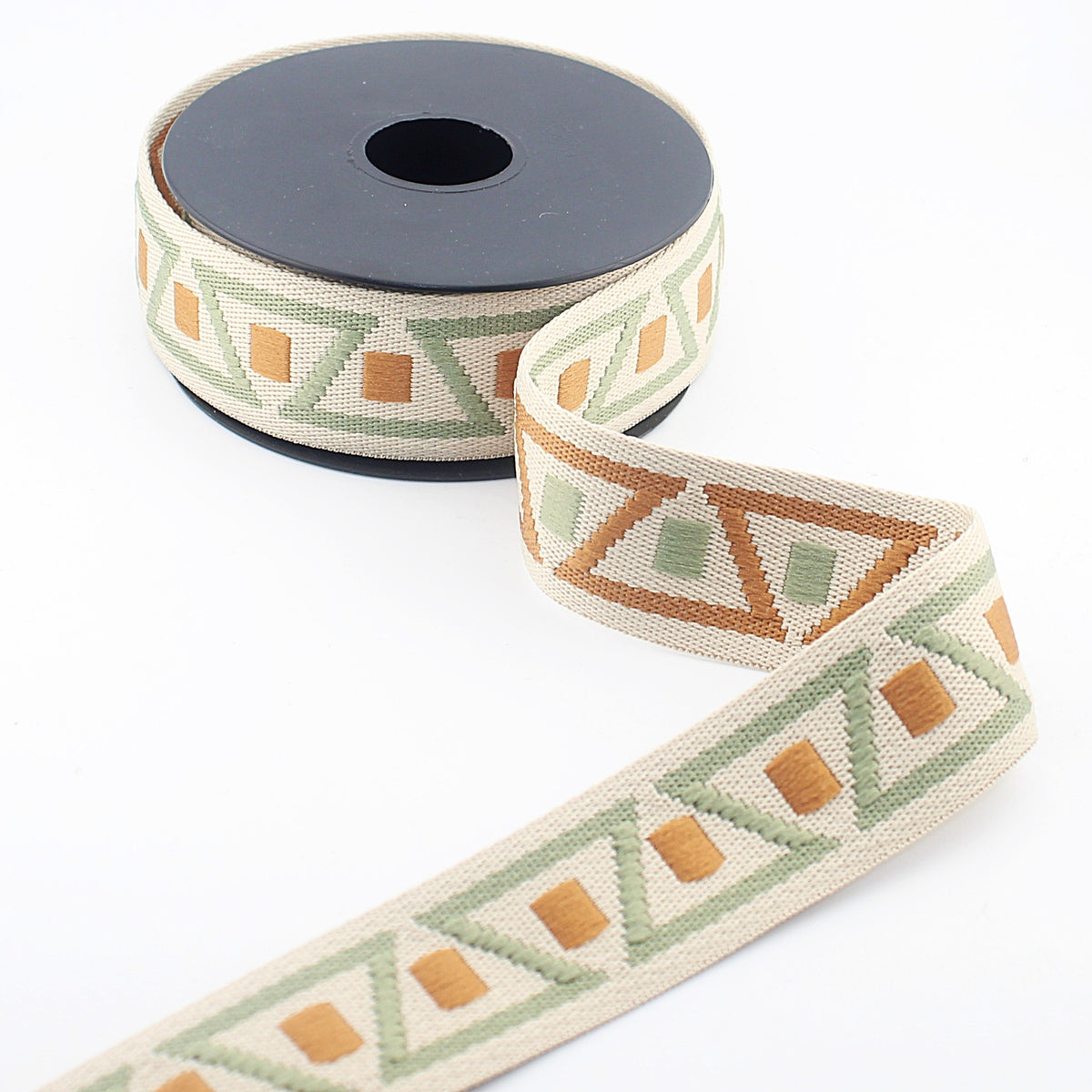 38mm Geometric Jacquard Webbing – Double-Sided Decorative Strap - Premium Jacquard Strap for Bags, Belts, Guitar Straps & Upholstery (RUB3587)