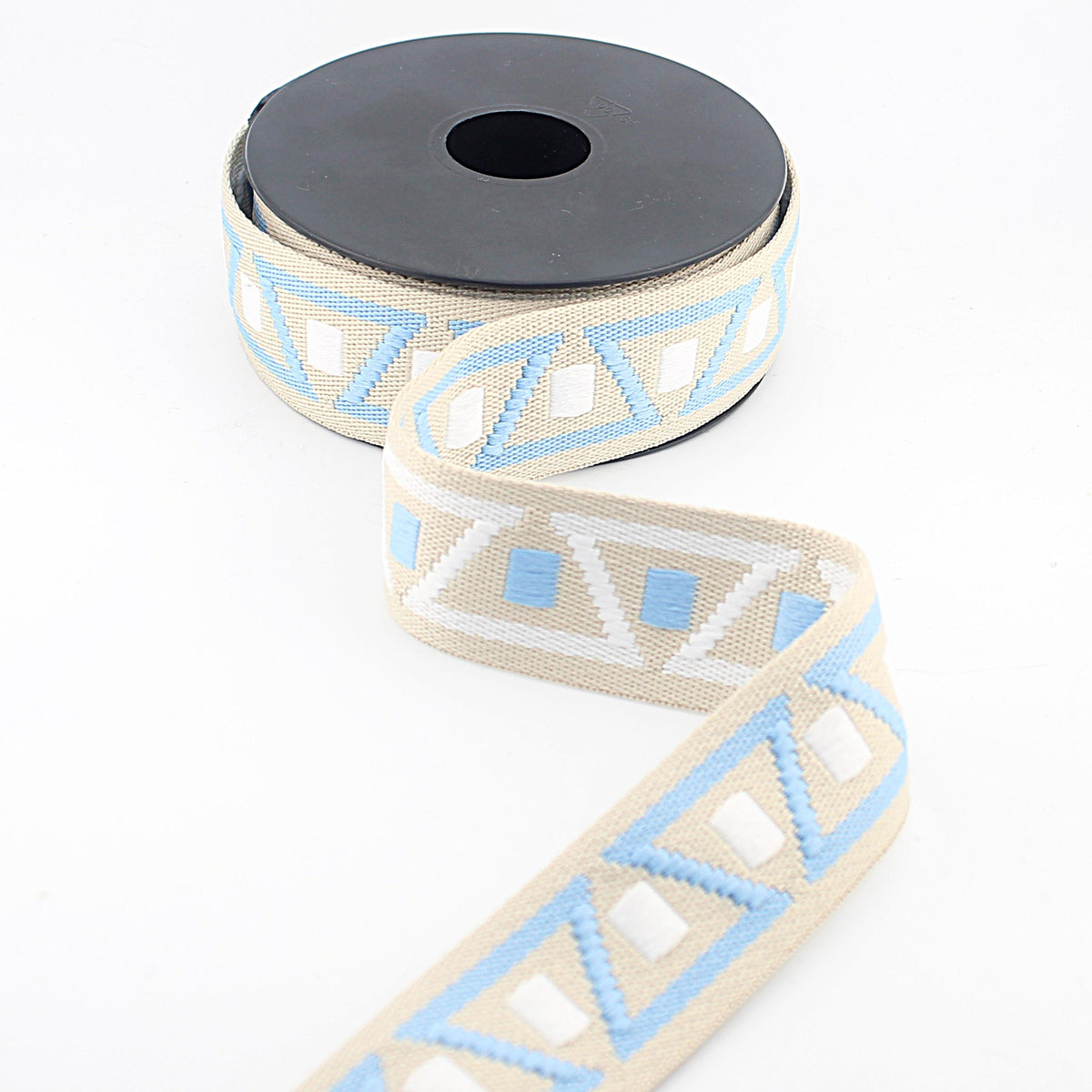 38mm Geometric Jacquard Webbing – Double-Sided Decorative Strap - Premium Jacquard Strap for Bags, Belts, Guitar Straps & Upholstery (RUB3587)