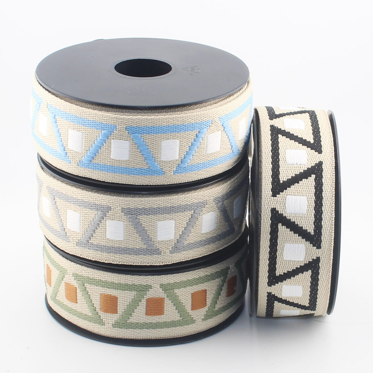 38mm Geometric Jacquard Webbing – Double-Sided Decorative Strap - Premium Jacquard Strap for Bags, Belts, Guitar Straps & Upholstery (RUB3587)