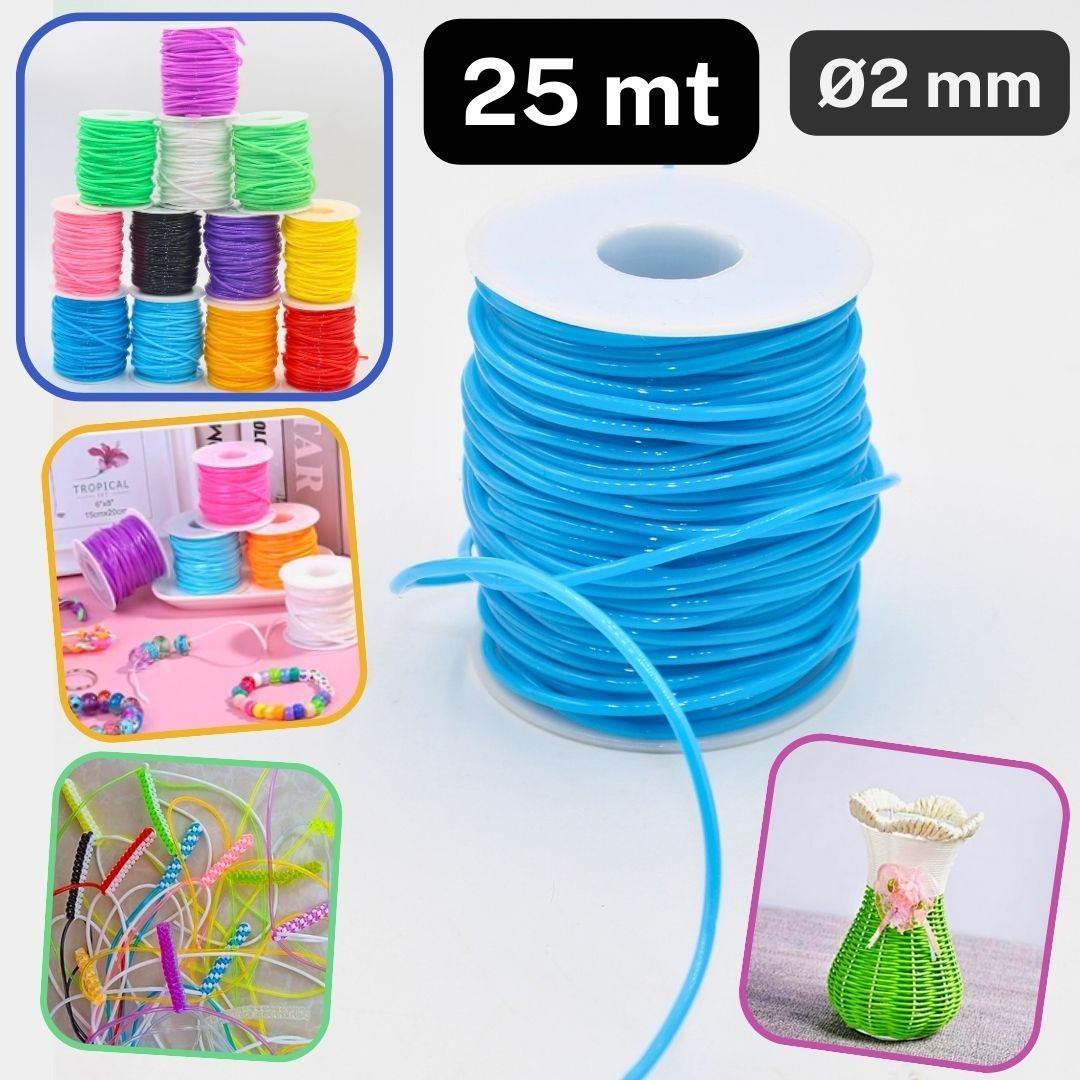 25 meters Round Plastic Cords 2mm Wide, PVC for Jewelry Making or DIY - Scoubidou - ACCESSOIRES LEDUC BV